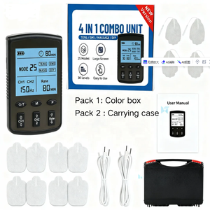 Appareil TENS rechargeable à deux canaux avec 25 modes (12 dizaines et 12 EMS) Équipement de physiothérapie FZJ Health FM-B2503 de classe II - Product Image 6