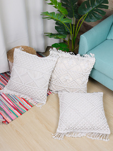 GodsWord Bohemian Style Macrame Throw Pillow <strong>Cushion</strong> Cover Pillowcase Indoor Decorative Fringe <strong>Sofa</strong> <strong>Cushion</strong> Cases <strong>Set</strong> - Product Image 4