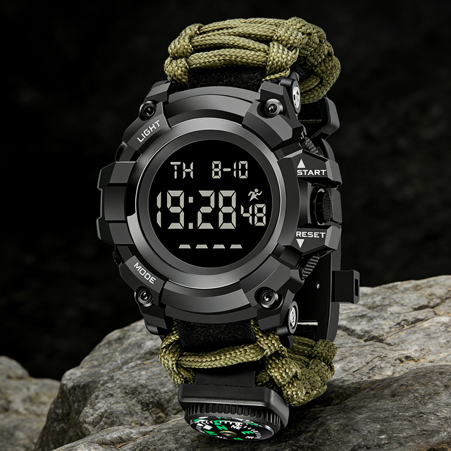 SHUAIKE Men Outdoor Sports Watch Waterproof LED Digital Show Multifunction Big Dial Electronic Wristwatch G Style Male Clock