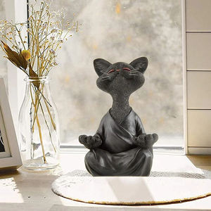 Figurine de <span class=keywords><strong>chat</strong></span> <span class=keywords><strong>Bouddha</strong></span>, méditation, yoga, objet de collection, décoration de <span class=keywords><strong>chat</strong></span> heureux, sculptures d'art, statues de jardin - Product Image 4