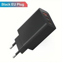 Chargeur rapide PD 65W 2C1A 3 ports, chargeur GaN, prise EU, adaptateur de charge rapide multi-ports portable pour téléphone portable, ordinateur portable