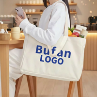 Sac fourre-tout en toile personnalisé en gros BFYS, sac de shopping en coton recyclable, sac à main publicitaire avec fermeture éclair et lettres pour supermarché et voyage