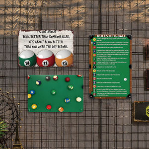 Plaque murale décorative en métal avec règles du billard américain (<span class=keywords><strong>8</strong></span> boules) pour bar ou salle de jeux, style rétro, pour homme - Product Image 3