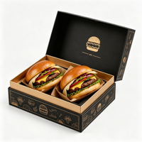 Boîte à hamburger personnalisée avec logo, en carton blanc biodégradable, emballage jetable pour les restaurants de restauration rapide, vente en gros