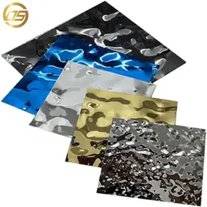 4x8 304 316l 430 colored pvd coating brushed super mirror polished finish water ripple stainless steel plate decorative sheet