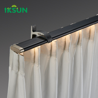 IKSUN nouveau Design haute qualité robuste tringle à rideau en aluminium télécommande système d'éclairage rail à rideau avec lumière LED
