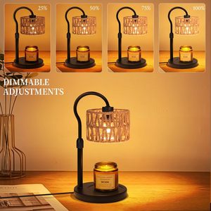 Lampe à bougie en rotin LANJO Boho avec variateur d'intensité et minuterie, diffuseur de parfum sans flamme pour cires parfumées - Product Image 3