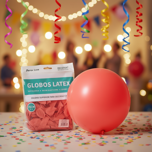 Globos de Látex Party Love de 25 cm, Color Rojo Coral, Redondos, para Decoración - Product Image 2