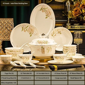 Service de table en céramique de Jingdezhen – Assiettes et plats pour la maison – Cadeaux de déménagement – Luxe léger haut de gamme – Vente en gros - Product Image 6