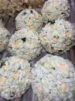 E003 Ti136 Handgemaakte Zijde+Schuim Kunstbloemenbollen - Grote Witte Rozen Hortensia Bruiloft Tafeldecoraties Europese Stijl Feest