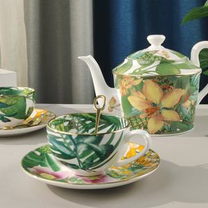 Vente chaude, vaisselle en porcelaine de luxe royale européenne, forêt tropicale, 4 pièces, assiettes et tasses - Product Image 4