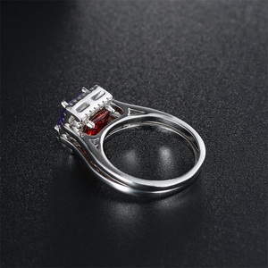 Anillo de plata de primera ley y Circonia cúbica para mujer, sortija, plata esterlina 925, Circonia cúbica, Zirconia, circonita, zirconita, zirconita, color rojo y morado - Product Image 4