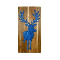 Houten snijplank van acacia met hars, rendier kerstdecoratie, voor kaasplank, westers eten, steak, fruit