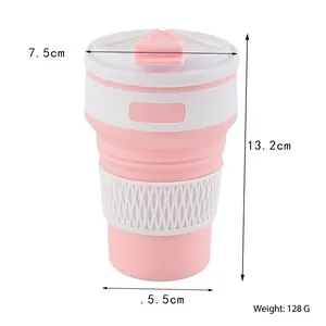 Gấp xách tay mang cốc 350ml Silicone chai nước chịu nhiệt độ cao cốc nước du lịch ngoài trời có thể gập lại cốc nước