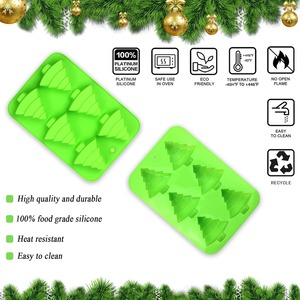 Molde de Silicona <span class=keywords><strong>para</strong></span> Árbol de Navidad de 6 Cavidades, Molde <span class=keywords><strong>para</strong></span> Pastelitos, Chocolates y Dulces <span class=keywords><strong>para</strong></span> Hornear en Navidad, Libre de BPA, Fácil de Desmoldar - Product Image 3