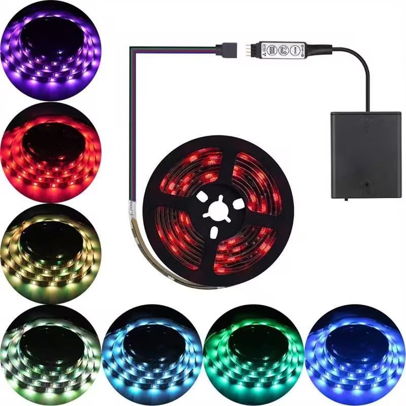 Battery Powered LED Strips Light 24 Key Infrared Remote Controlled 5V 2835 5050 Interior TV Backlight Decora R+G+B LED Lights · image 2