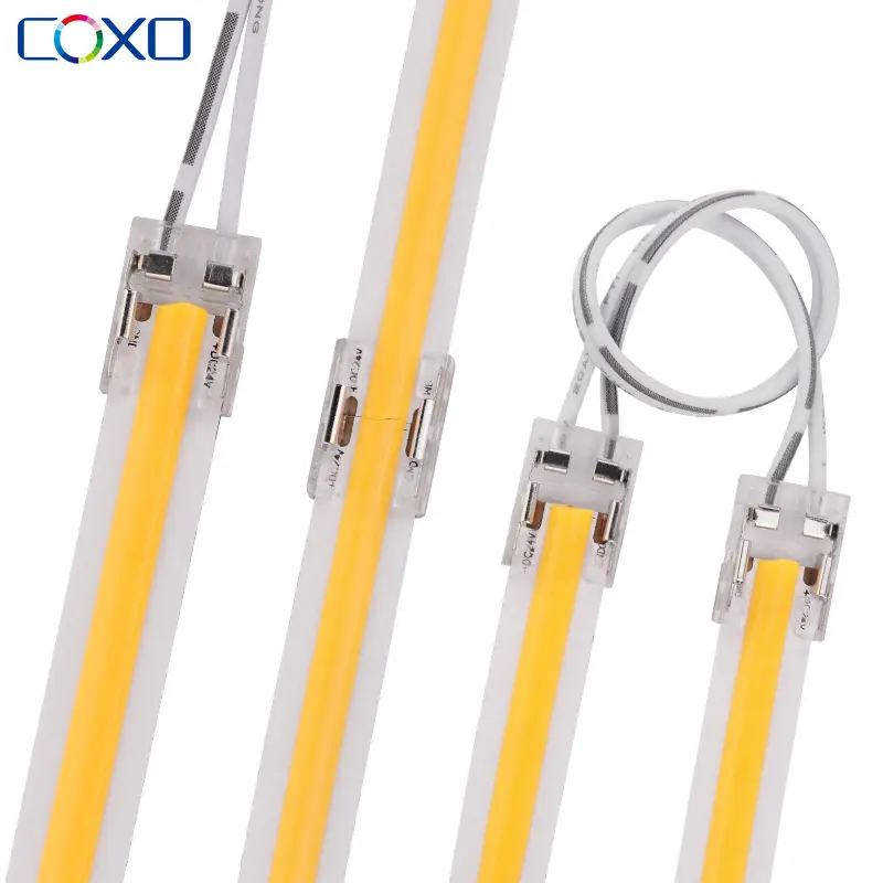 8mm 10mm wide wire connector 2 pin aluminium led light stand connector high density transparent 2pin cob led strip connectors