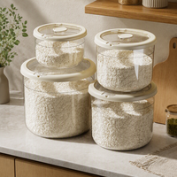 Récipient de stockage alimentaire sec en plastique rond pour la maison, avec couvercle hermétique, conteneur visible pour riz, farine, haricots