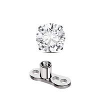 Piercing corporel personnalisé en alliage de titane F136 avec zircon rond à quatre griffes, clou de piercing, vente en gros