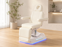 Lit de massage de luxe à base lumineuse LED, commande au pied, 3 moteurs, haute capacité de charge, en cuir synthétique, pour usage commercial, hôtelier, entrepôt, école