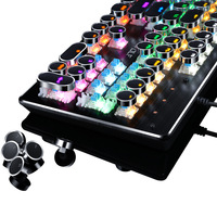 Clavier mécanique rétro punk, interrupteurs bleus, noirs et bruns, 104 touches, claviers de jeu filaires USB, rétroéclairage RVB pour PC, ordinateur portable, joueurs