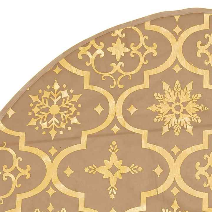 W2B VidaXL 100% Polyester Christmas Tree Skirt Yellow 35.4 in Foldable for Festive Decorations