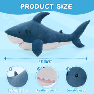 맞춤형 대형 상어 봉제 베개 스트레스 해소용 아이 방 장식 취침 동반자 - Product Image 3