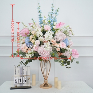 Boule de fleurs artificielles DKB, grande composition florale artificielle pour mariage, événement, fête, décoration d'allée et de fond de scène - Product Image 2