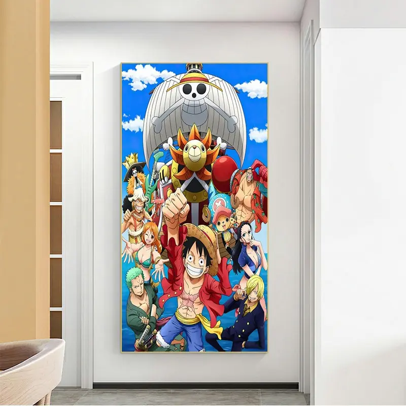 Poster gantung dinding Poster Anime gulir dinding dengan dekorasi gantungan kayu gulir untuk asrama rumah