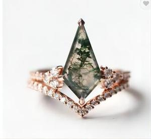 Geometric Onyx <b>Cocktail</b> <b>Ring</b> Rose <b>Gold</b> Pave Setting Luxury Women's Engagement <b>Ring</b> - Product Image 2