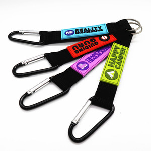 LLavero de poliéster con logotipo personalizado de alta calidad, cordón corto con gancho de Metal, venta al por mayor - Product Image 1