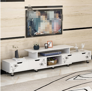 Unidad pequeña simple y moderna para sala de estar, dormitorio, mueble de TV nórdico, mesa de centro, combinación de gabinete de piso, soporte de TV retráctil - Product Image 1