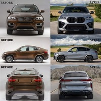 Kit de Conversión de Carrocería con Capó, Guardabarros, Faros Delanteros, Parachoques y Faldones Laterales para BMW X6 E71 2008-2014, Actualización al Estilo X6M LCI 2024