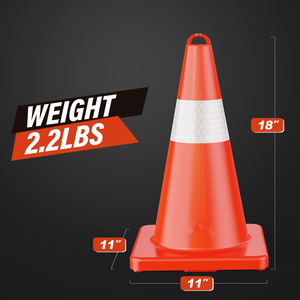 Cônes de signalisation CITICITY de 18 pouces avec poignée intégrée, cônes haute visibilité avec col réfléchissant, idéaux pour l'entraînement à la conduite - Product Image 3