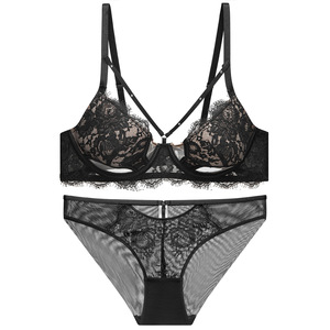 Lingerie sexy de style français Glory, soutien-gorge en dentelle ajourée pour l'été, minimise les grandes poitrines et soutient les seins latéraux. - Product Image 1