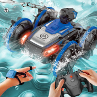 Voiture télécommandée amphibie 2,4 GHz, cascades 360°, étanche, 4 canaux, tout-terrain eau-terre, électrique, avec câble USB