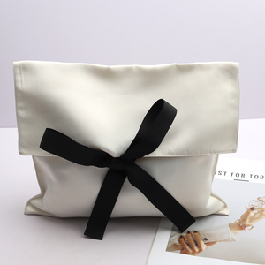 Custom LOGO Double Layer Thick Matt Satin <b>Envelope</b> Gift Bag With Bow - Product Image 2