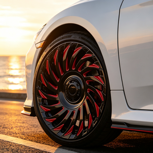 Jantes forgées monobloc multicolores, noir et rouge mélangés, en alliage pour voiture de tourisme, tuning sportif - Product Image 3
