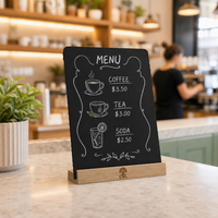 Tableau noir double face en bois avec base en bois massif, taille personnalisable, multifonction, mini tableau de menu créatif pour