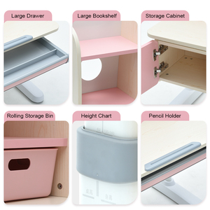 Juego de Escritorio y Silla de Madera Económico de Altura Ajustable para Estudiantes, Mesa de Estudio Ergonómica de Madera para Niños - Product Image 3