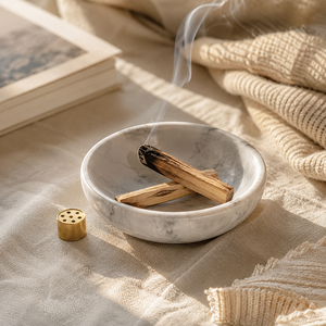 Support en marbre pour Palo Santo et bol à <span class=keywords><strong>sauge</strong></span> avec brûleur à bâtonnets d'encens en laiton pour le yoga, la méditation et l'aromathérapie à domicile - Product Image 1
