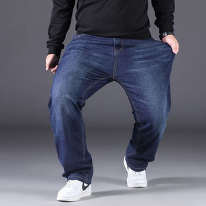 Jeans Extra <span class=keywords><strong>Grandes</strong></span> para <span class=keywords><strong>Hombre</strong></span>, Talla Grande, Corte Recto Holgado, Cintura Media, Lavado Oscuro, Forro Polar Elástico, Tela Sintética con Parches - Product Image 4