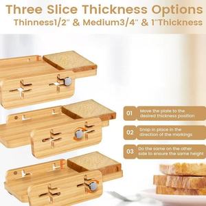 Trancheuse à pain en bois, outil de cuisine domestique pour comptoir, trancheuse/diviseuse de pain grillé et de bagels, en bambou et bois. - Product Image 5