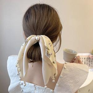 بيع بالجملة أربطة رأس دلاية على شكل زهرة شريط طويل ربطة شعر ربطة شعر مرنة ربطة شعر لؤلؤ حلو أربطة شعر - Product Image 6