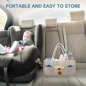 Boîte de rangement avec couvercle GRIS KAKI Blanc Organisateur de couches pour bébé Poignées en feutre Caddy pour table à langer Nouveau-né Essentials Bin - Product Image 6