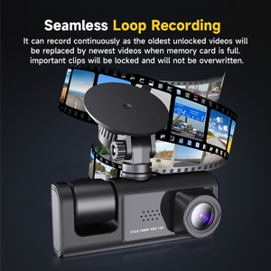 Caméra embarquée AOEDI AD370 3 canaux, caméra avant et arrière 1080P avec WiFi, boîte noire de <span class=keywords><strong>voiture</strong></span>, caméra de tableau de bord pour véhicules - Product Image 3