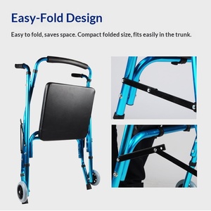 Déambulateur en alliage d'aluminium pour personnes âgées, aide à la marche antidérapante avec siège de repos extérieur, aide à la rééducation pour personnes handicapées et patients victimes de fracture - Product Image 5