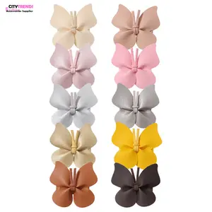 Wholesale High Quality PU Leather Butterfly Hair Clip Hot Sale Korean Hair Claw Clip for Children