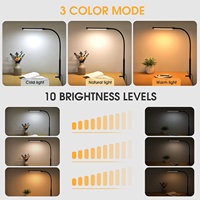 Lámpara de Escritorio LED con Clip, Blanca, para Oficina, Trabajo, Computadora, Brazo Largo Ajustable en Forma de I, Alta Luminosidad, Metálica, Alimentación USB, CE