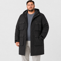 Abrigo Parka de Plumón para Hombre, con Capucha, Largo, con Cremallera Completa, Bolsillos con Solapa, Cálido para Invierno, Casual, Tallas Grandes, 90% Plumón, 6XL 7XL